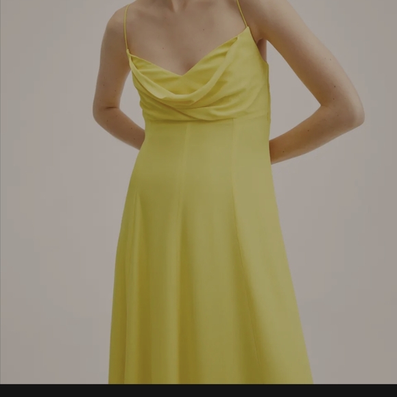 MANGO Flowy Slit Dress Yellow Size XS/2 - Picture 1 of 5